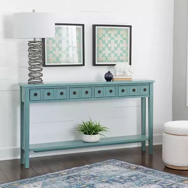 Best Paloma Teal 4-Drawer Console Table Console Tables