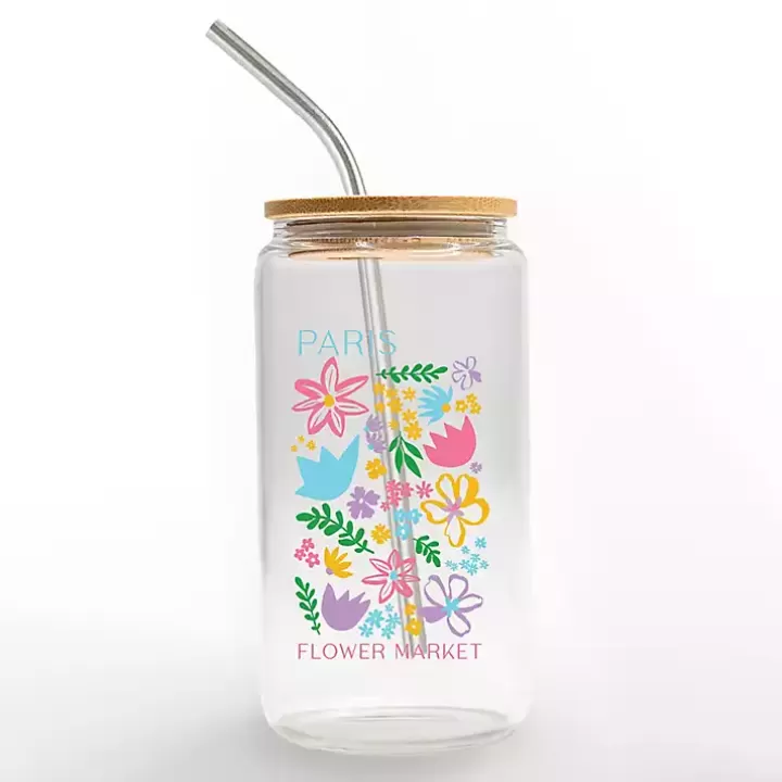 Best Sale Paris Flower Market Glass Tumbler Glassware & Drinkware