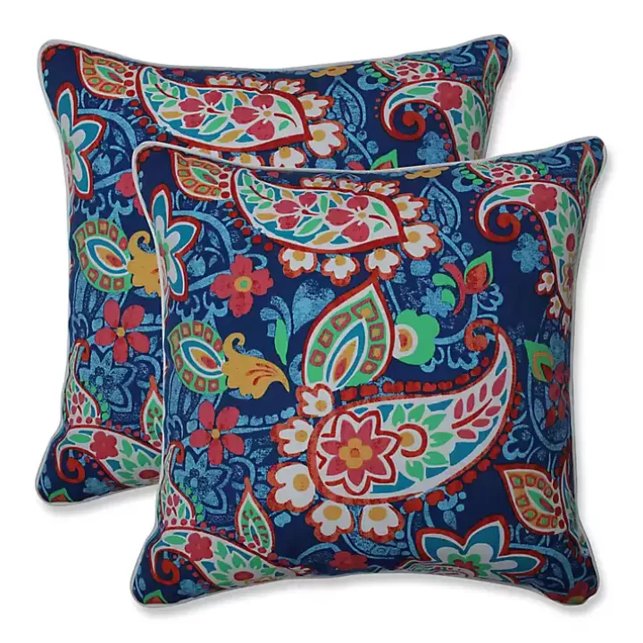 Shop Party Paisley Outdoor Pillows, Set of 2 Outdoor Cushions & Pillows