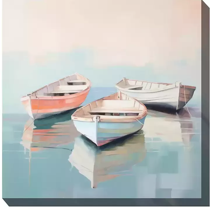 Sale Pastel Boats Outdoor Canvas Art Print Outdoor Wall Decor