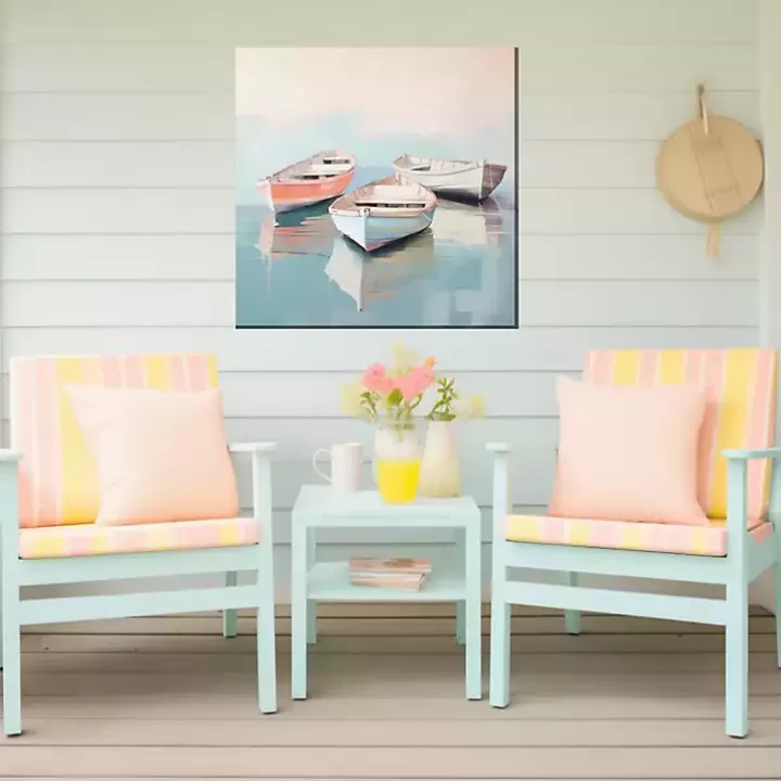 Sale Pastel Boats Outdoor Canvas Art Print Outdoor Wall Decor