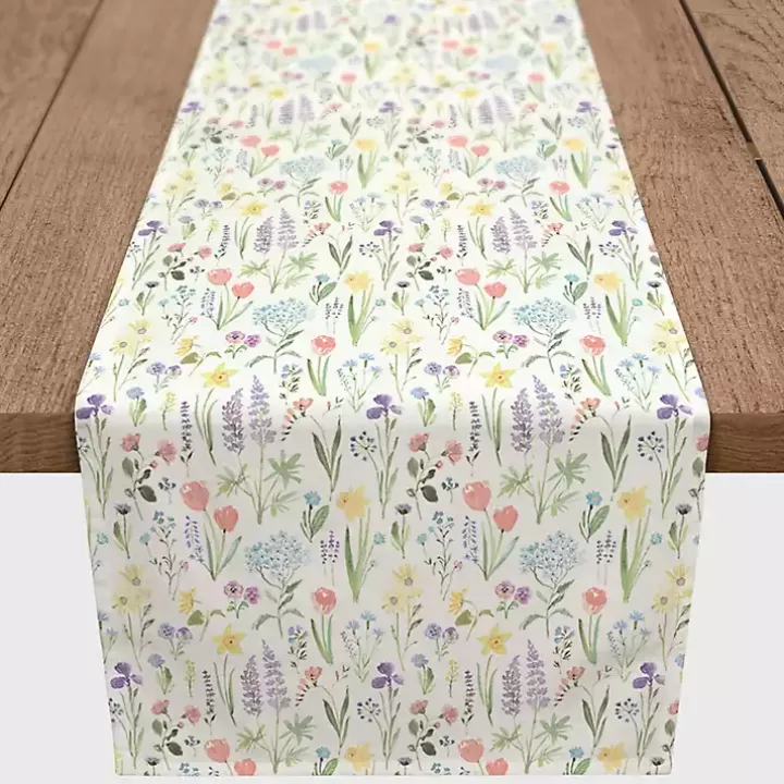 Outlet Pastel Floral Stems Table Runner, 72 in. Table Linens