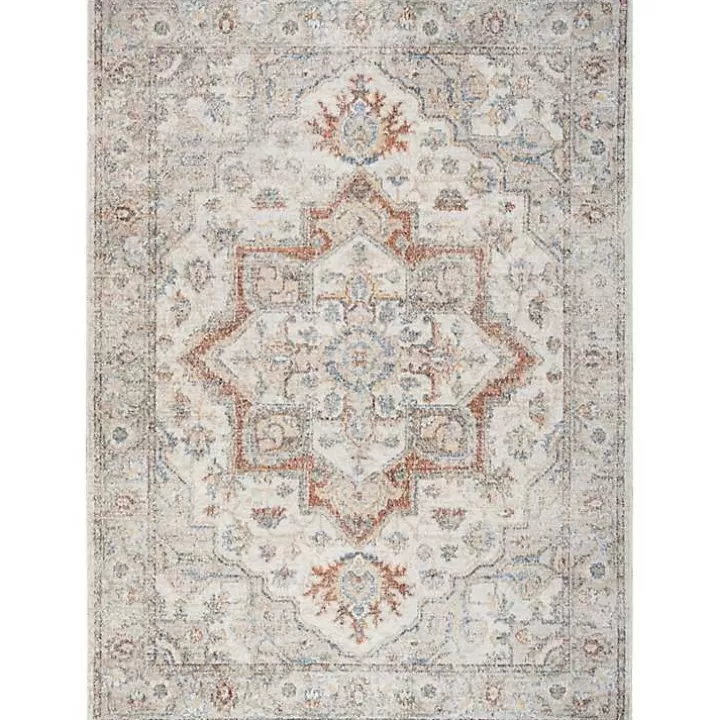 Clearance Pastel Medallion Washable Area Rug, 5x7 Area Rugs