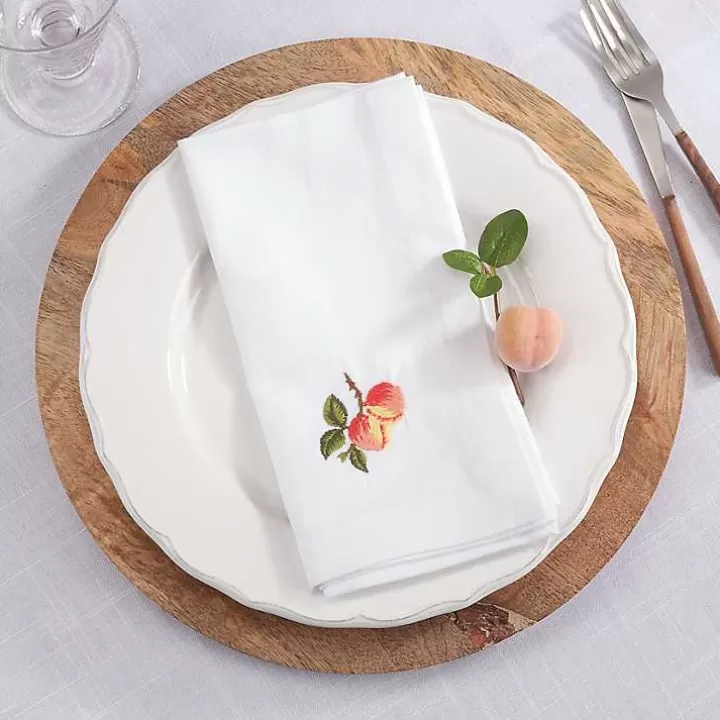 Shop Peach Embroidered 4-pc. Napkin Set Table Linens