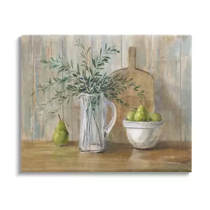 Hot Pears and Greenery Still Life Canvas Art Print Canvas Art