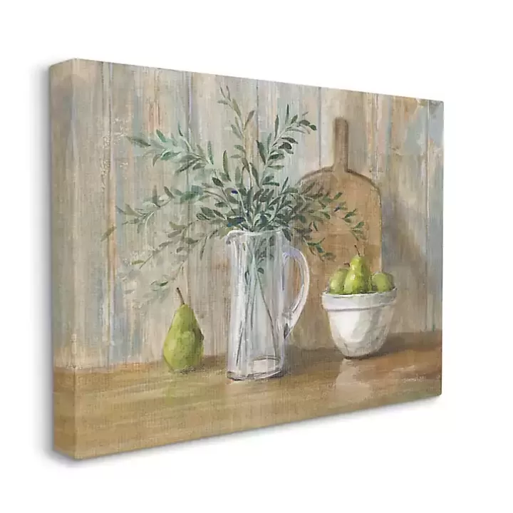 Hot Pears and Greenery Still Life Canvas Art Print Canvas Art