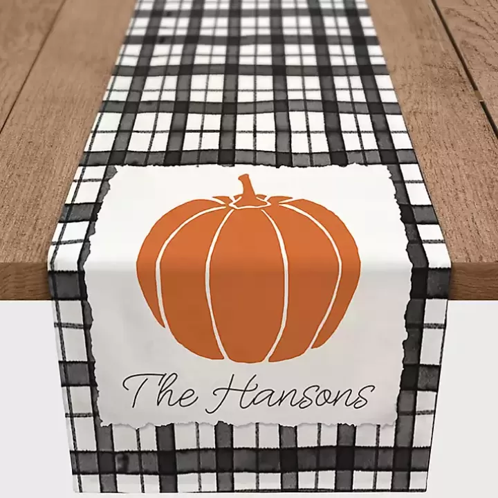 Store Personalized Black and White Plaid Table Runner Table Linens