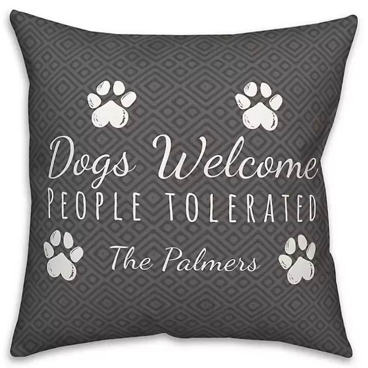 New Personalized Dogs Welcome Paws Pillow Outdoor Cushions & Pillows