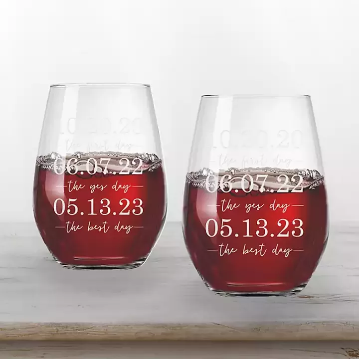 Shop Personalized Important Dates Glasses, Set of 2 Glassware & Drinkware