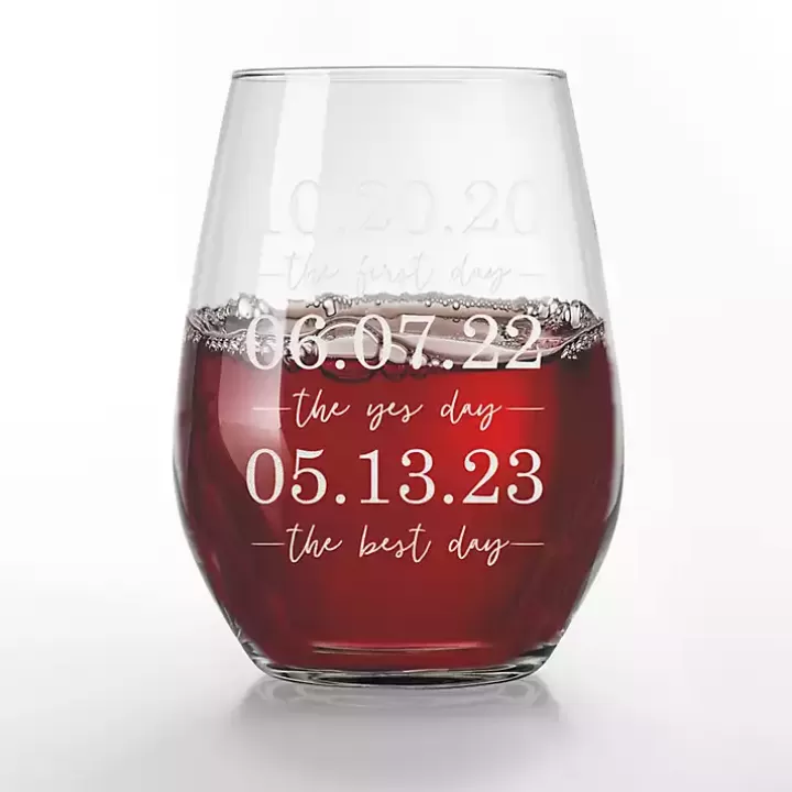 Shop Personalized Important Dates Glasses, Set of 2 Glassware & Drinkware