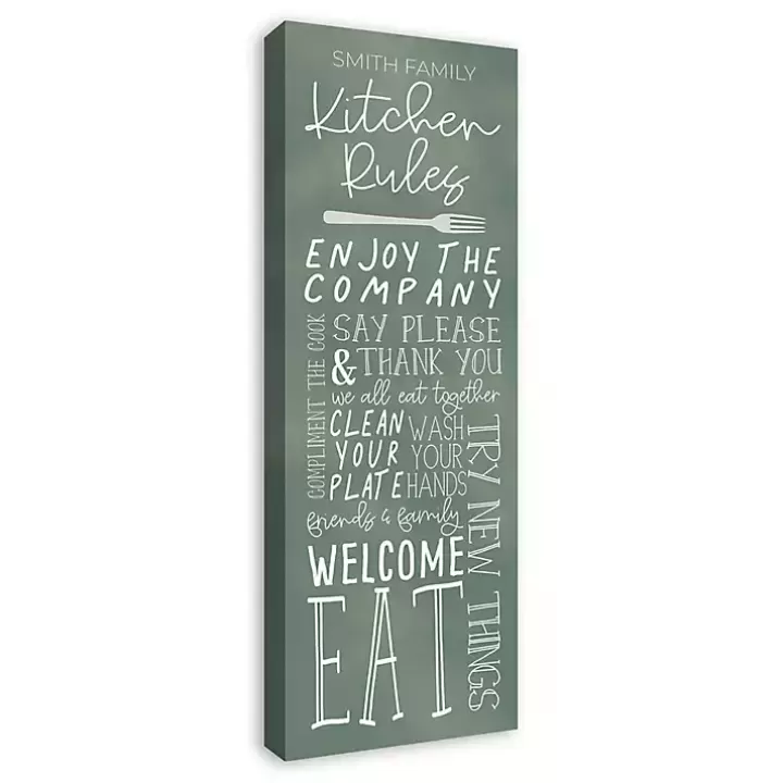 Discount Personalized Kitchen Rules Canvas Wall Plaque Wall Quotes & Signs