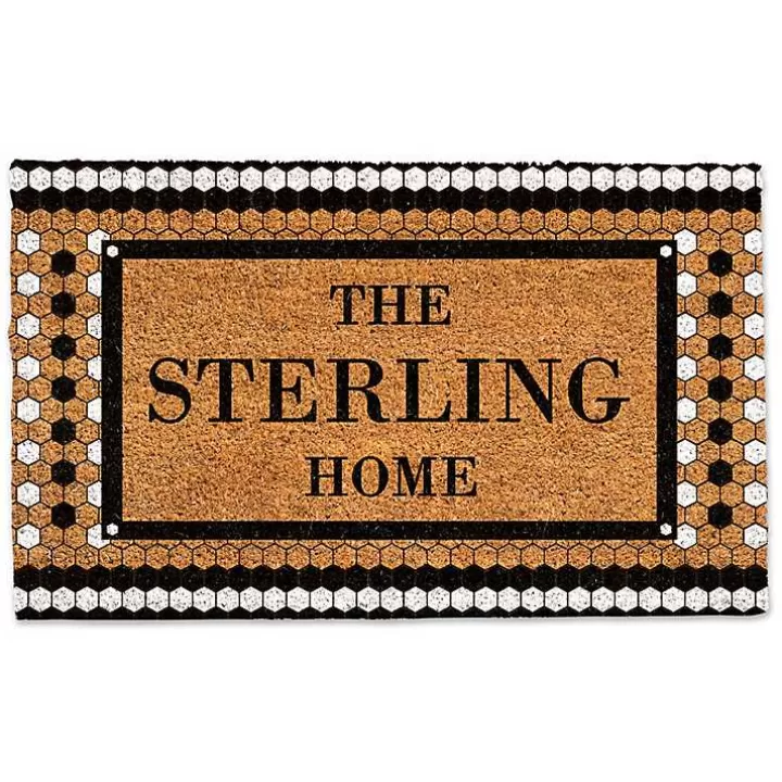 Sale Personalized Monochrome Tile Coir Doormat Doormats