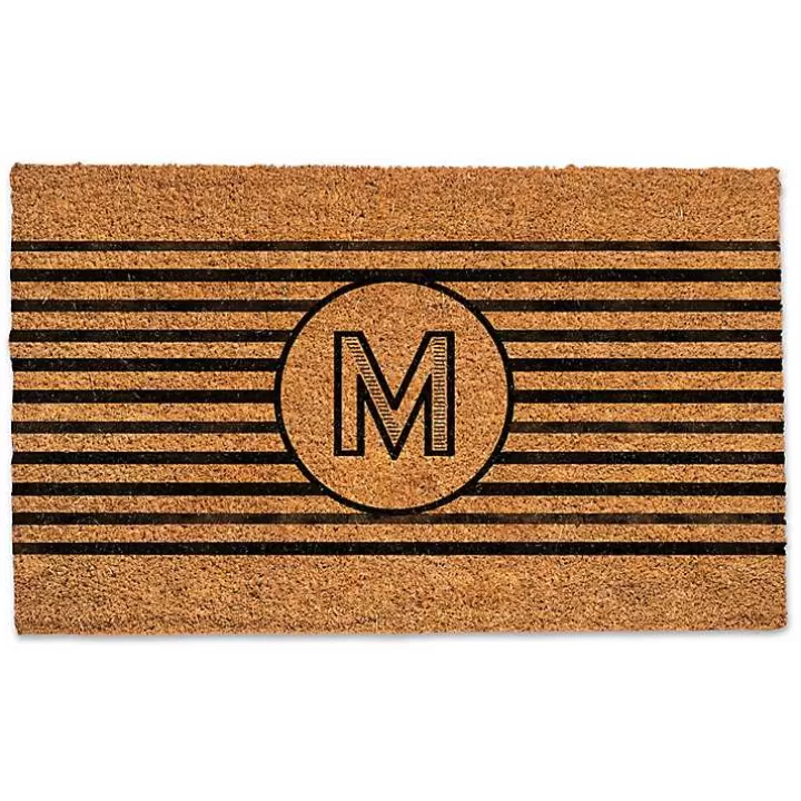 Online Personalized Monogram Black Stripes Doormat Doormats