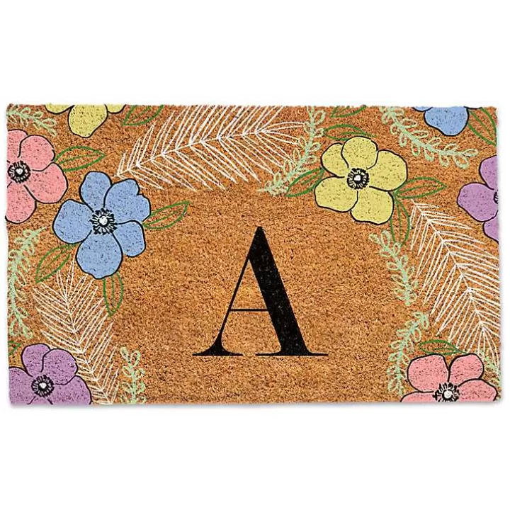 Fashion Personalized Monogram Spring Flowers Coir Doormat Doormats