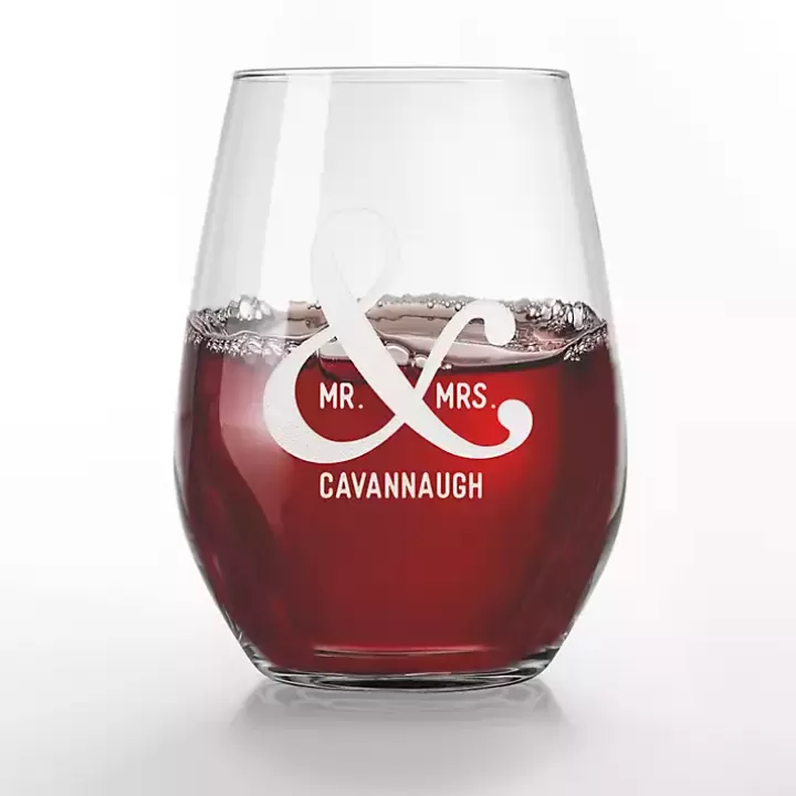 Store Personalized Mr. & Mrs. Wine Glasses, Set of 2 Glassware & Drinkware