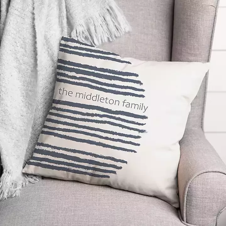 Shop Personalized Navy Stripes Outdoor Pillow Outdoor Cushions & Pillows