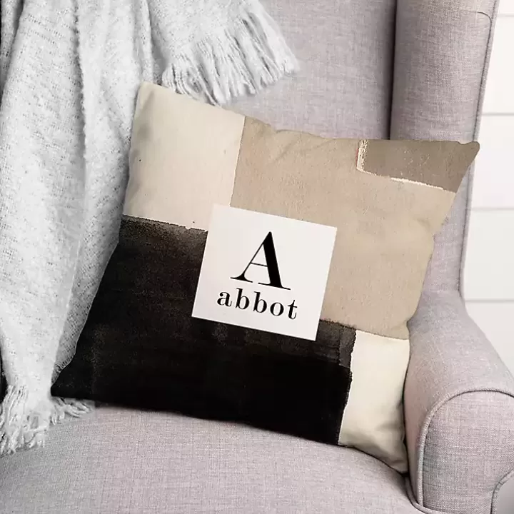 Clearance Personalized Neutral Monogram Outdoor Pillow Outdoor Cushions & Pillows