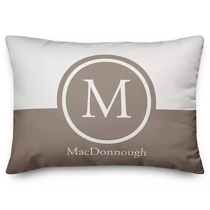 Clearance Personalized Simple Circle Monogram Outdoor Pillow Outdoor Cushions & Pillows