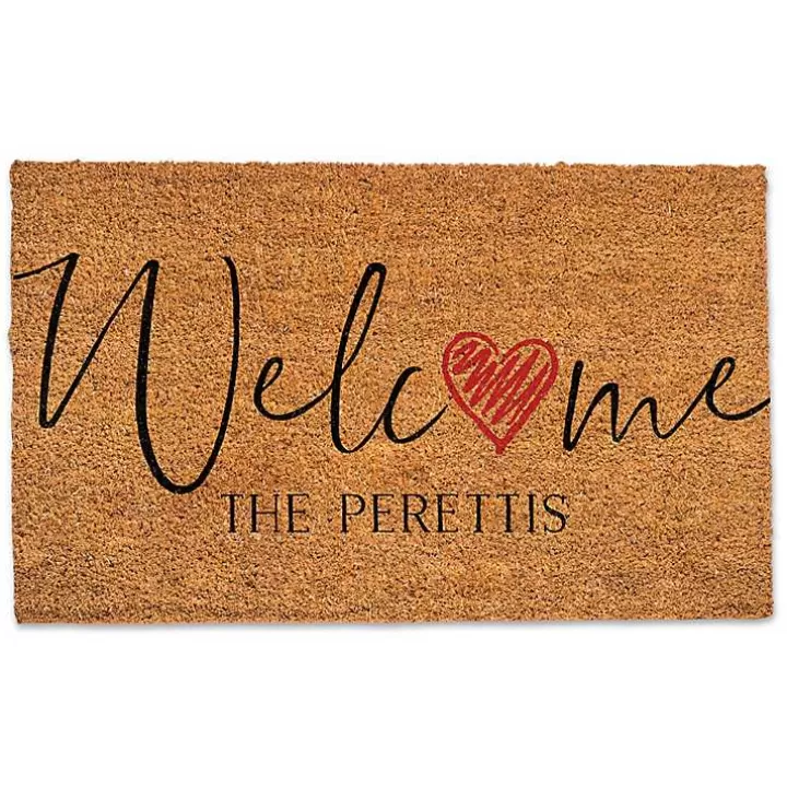 Hot Personalized Welcome Heart Coir Doormat Doormats