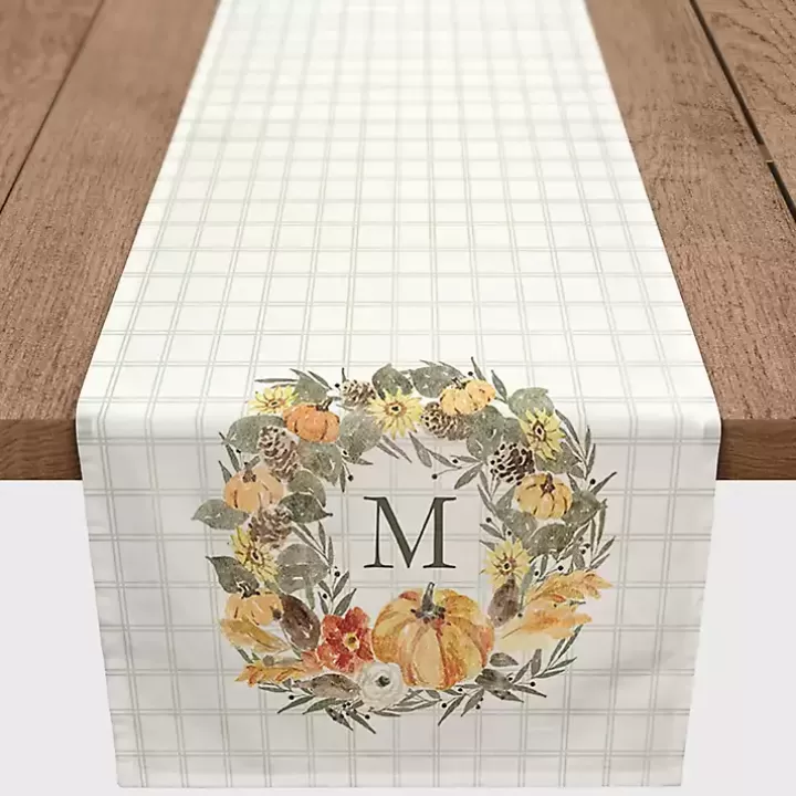 Best Personalized Wreath Monogram Table Runner, 72 in. Table Linens