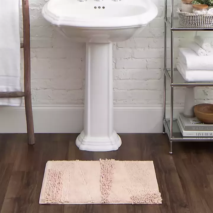 Fashion Petal Blush Asymmetrical Cotton Bath Mat, 34 in. Bathroom Rugs