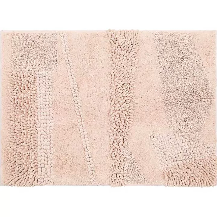 Fashion Petal Blush Asymmetrical Cotton Bath Mat, 34 in. Bathroom Rugs
