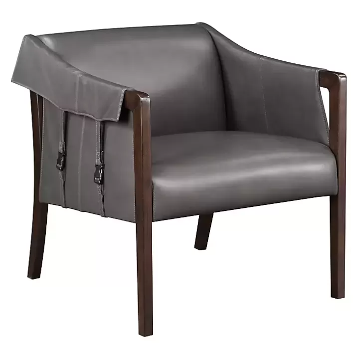 Fashion Pewter Parkfield Faux Leather Accent Chair Accent Chairs