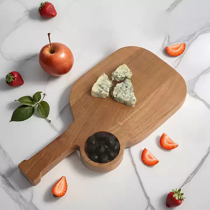 Online Pickleball Shaped Acacia Wood Serving Board Serving & Entertaining