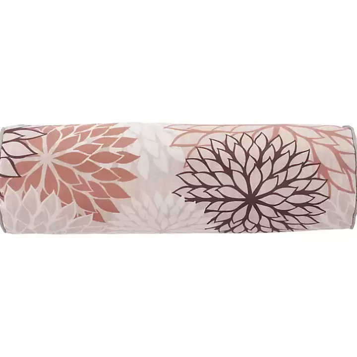 Clearance and Beige Floral Outdoor Bolster Pillow Outdoor Cushions & Pillows