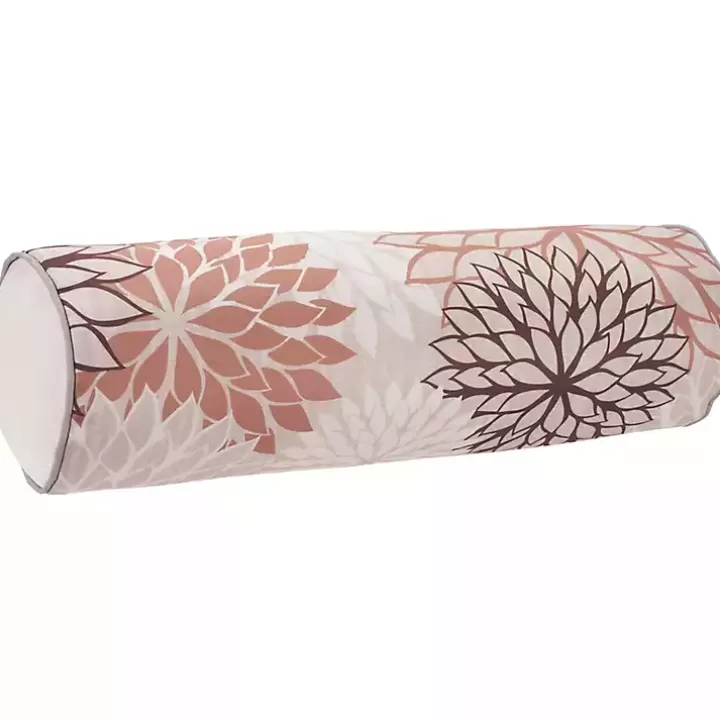 Clearance and Beige Floral Outdoor Bolster Pillow Outdoor Cushions & Pillows