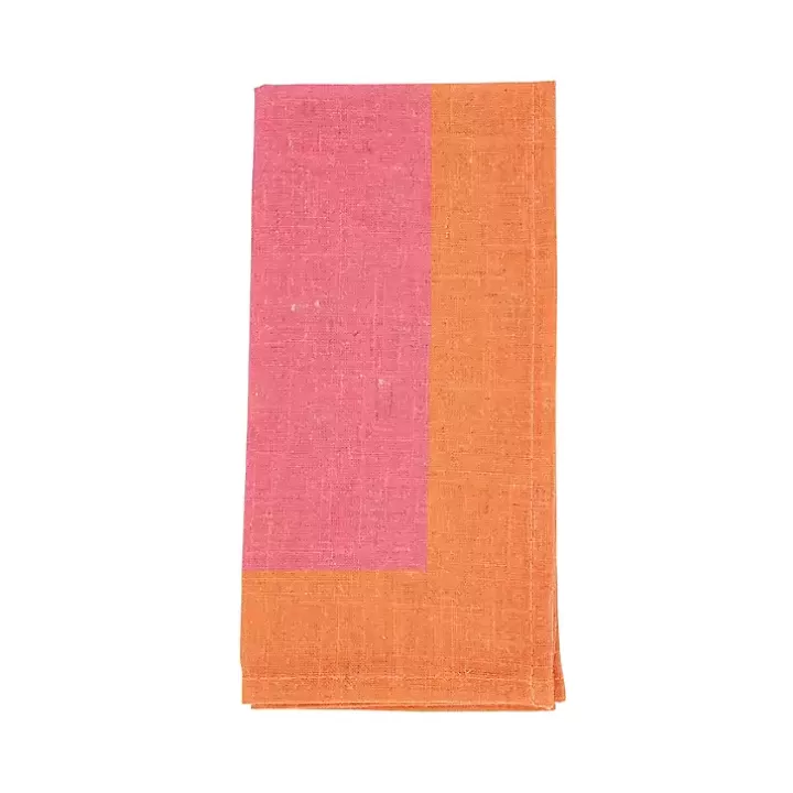 Clearance Pink and Orange Colorblock Napkins, Set of 4 Table Linens