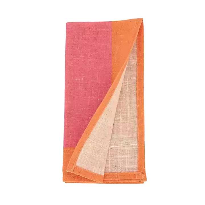 Clearance Pink and Orange Colorblock Napkins, Set of 4 Table Linens