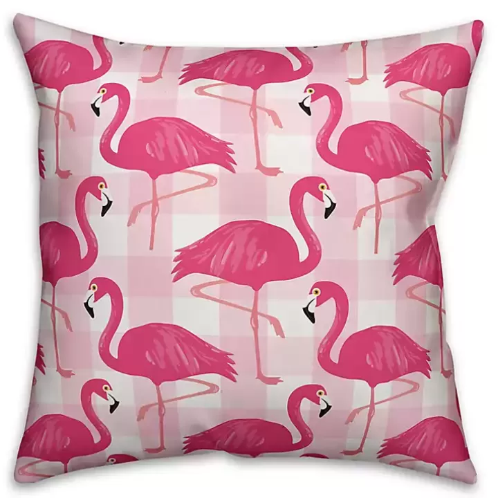 Flash Sale Pink Buffalo Check Flamingo Outdoor Pillow Outdoor Cushions & Pillows