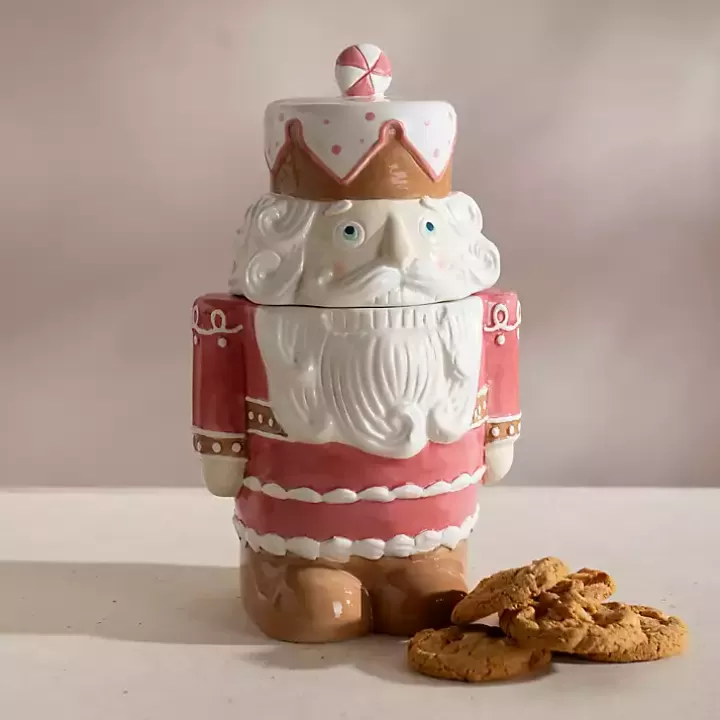 Outlet Pink Nutcracker Ceramic Cookie Jar Serving & Entertaining