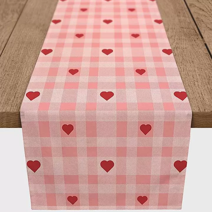 Cheap Pink Plaid Hearts Table Runner, 90 in. Table Linens