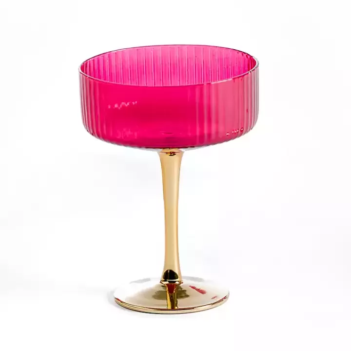 Store Pink Ripple Gold Base Coupe Wine Glass Glassware & Drinkware