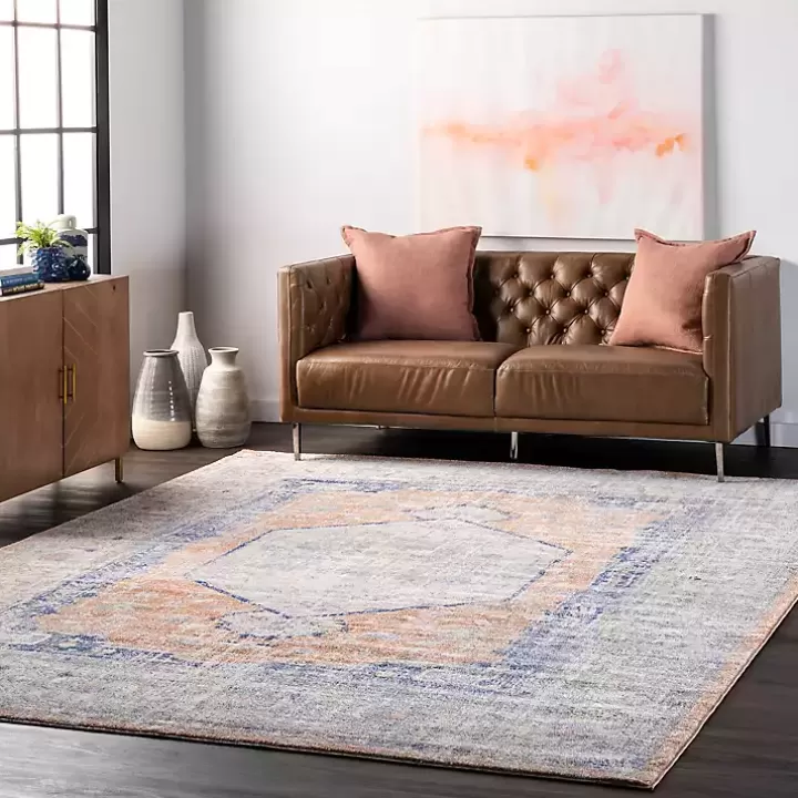 Best Sale Pink Vintage Floral Print Area Rug, 8x10 Area Rugs