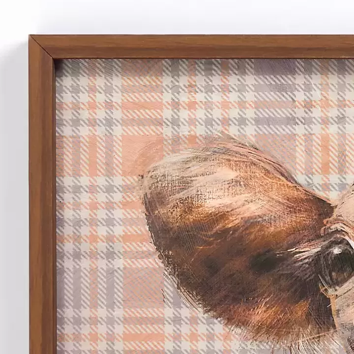 Online Plaid Cow Close-Up Framed Art Print Framed Art