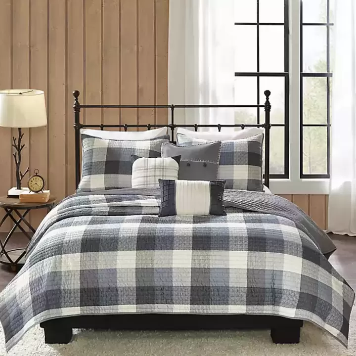 Best Sale Plaid Reversible 6-pc. Full/Queen Coverlet Set Bedspreads & Coverlets