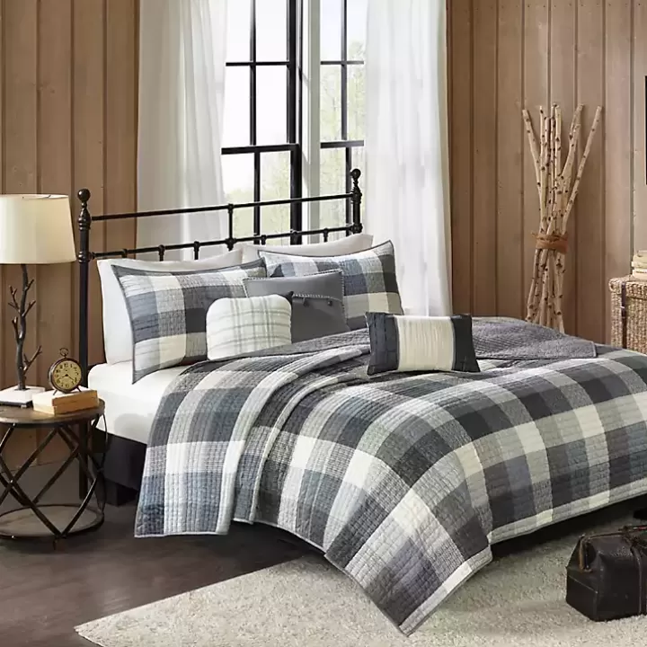 Best Sale Plaid Reversible 6-pc. Full/Queen Coverlet Set Bedspreads & Coverlets