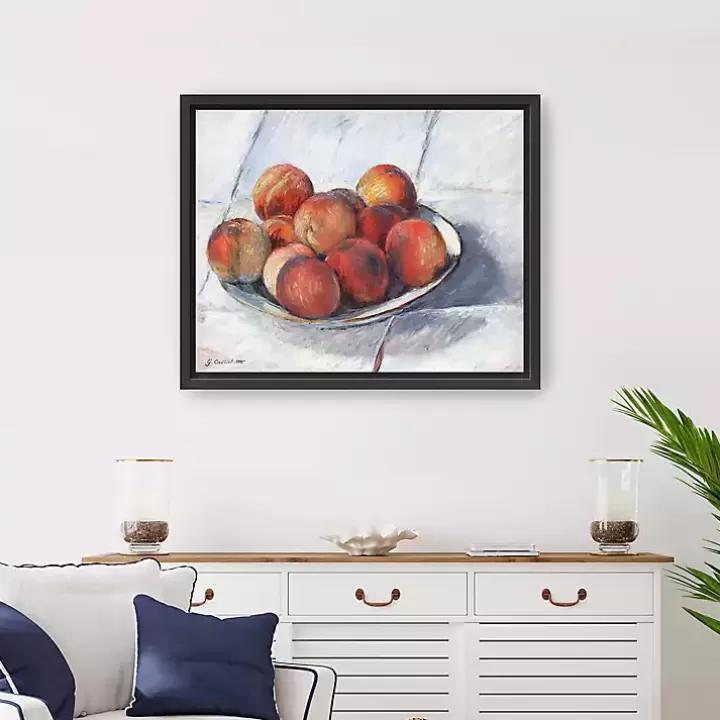 Cheap Plate of Peaches Framed Canvas Art Print Canvas Art