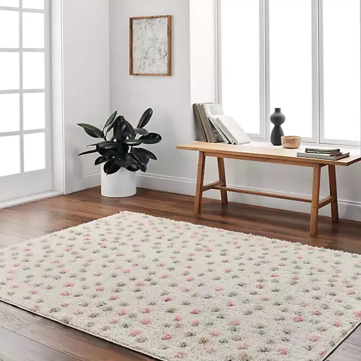New Plush Multicolor Dotted Area Rug, 6x9 Area Rugs