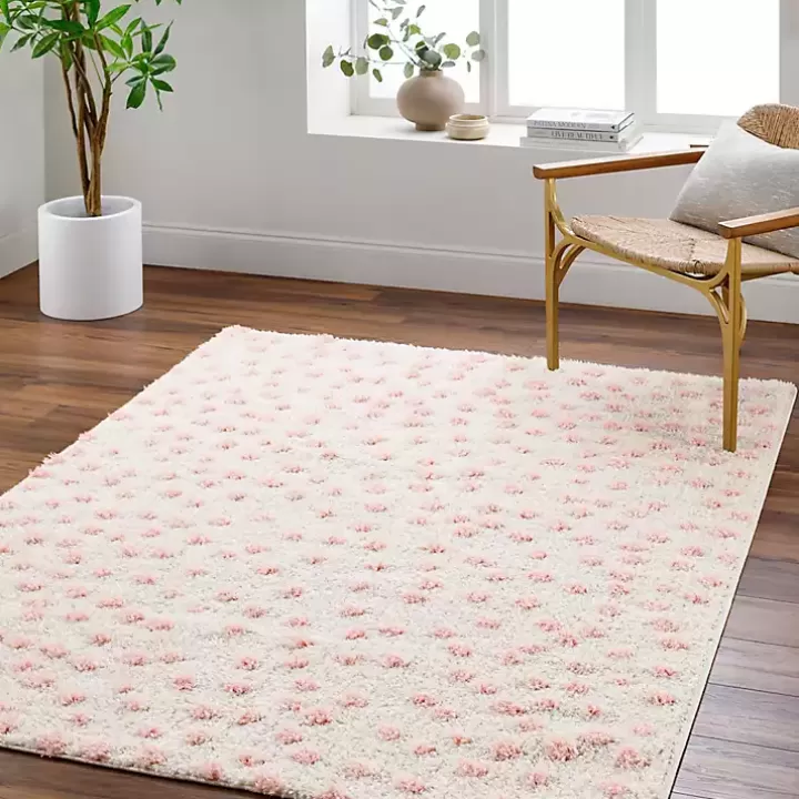 Store Plush Pink Dotted Area Rug, 5x7 Area Rugs