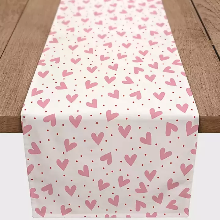 New Polka Dot Hearts Table Runner, 90 in. Table Linens