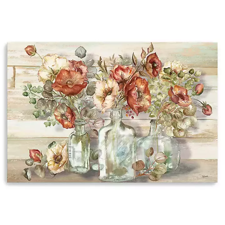 Outlet Poppies and Eucalyptus Canvas Art Print, 60x40 in. Canvas Art