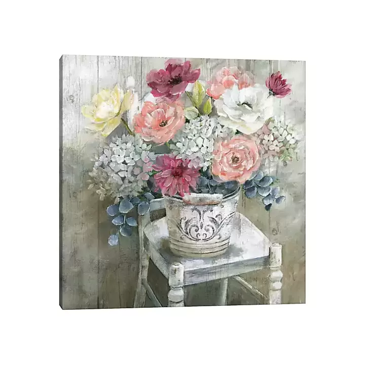 Sale Quaint Cottage Bouquet Giclee Canvas Art Print Canvas Art