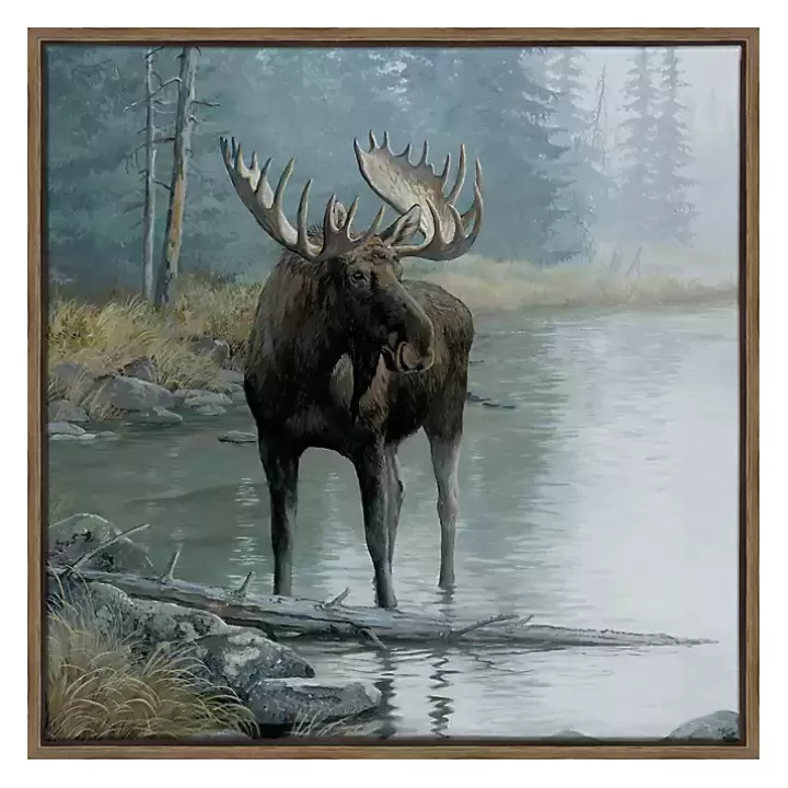 Fashion Quiet Water Moose Framed Canvas Art Print Canvas Art