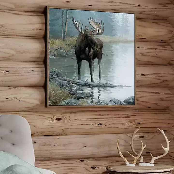 Fashion Quiet Water Moose Framed Canvas Art Print Canvas Art