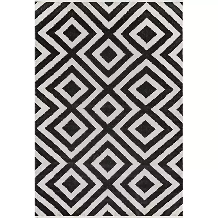 Discount Rain Diamond Fringe Indoor/Outdoor Area Rug, 5x8 Outdoor Rugs