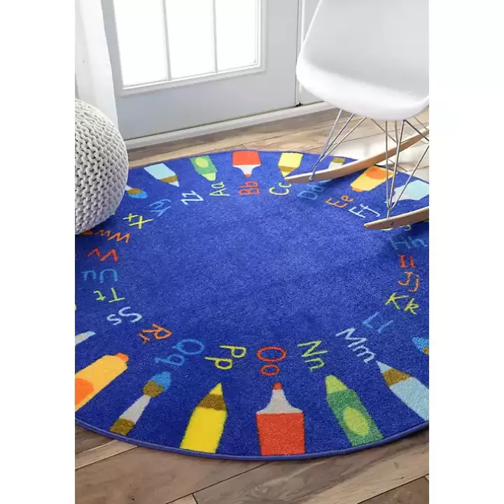 Flash Sale Rainbow Alphabet Round Rug, 5 ft. Area Rugs